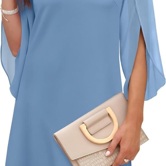Womens Cocktail Dress Flutter Sleeve Wedding Guest Dress Elegant Formal - Picture 1 of 5